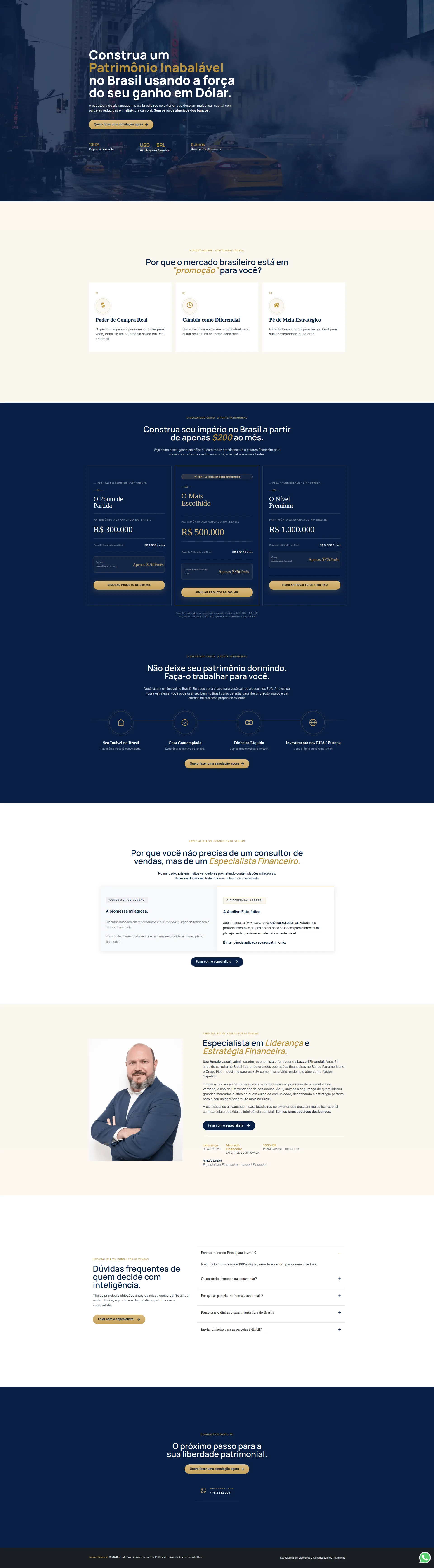 Landing Page Institucional Lazzari Financial