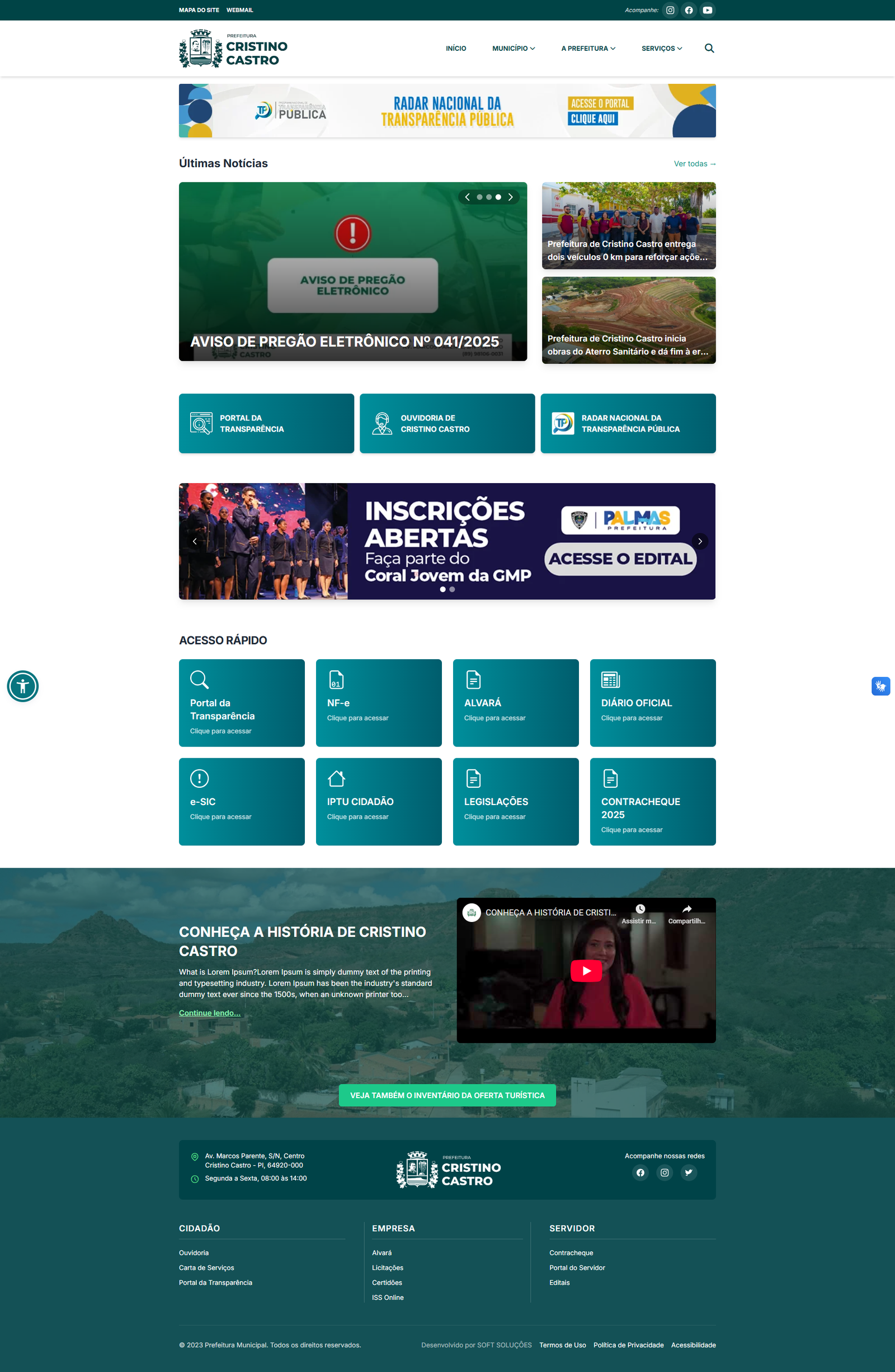 Projeto ?️ Prefeitura de Cristino Castro — Portal Oficial